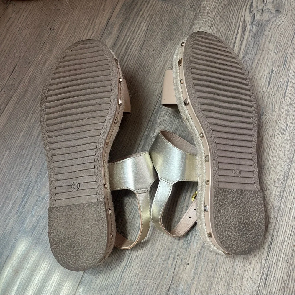 Studded‎ Espadrilles Tan Gold Via Luna Sz 8.5 Sz 39 Boho Beach